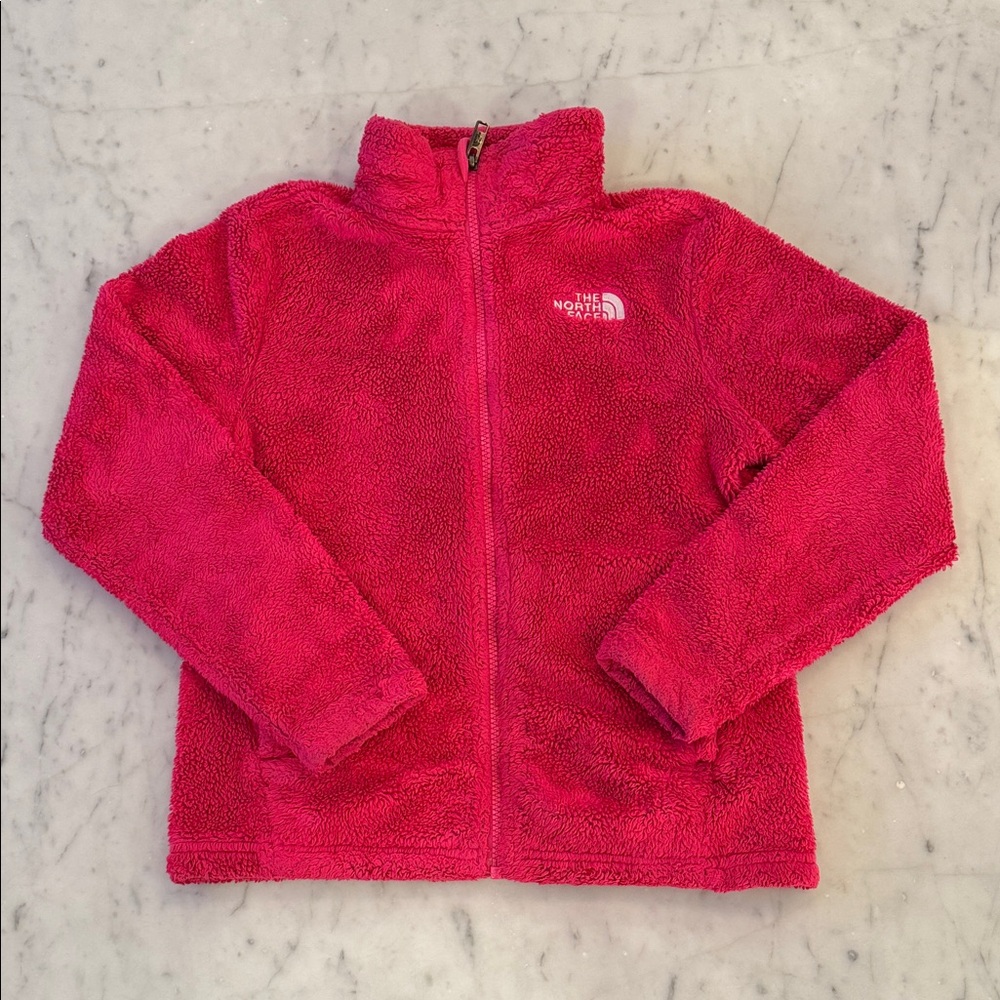 The North Face Vibrant Pink Fleece Jacket girls size medium